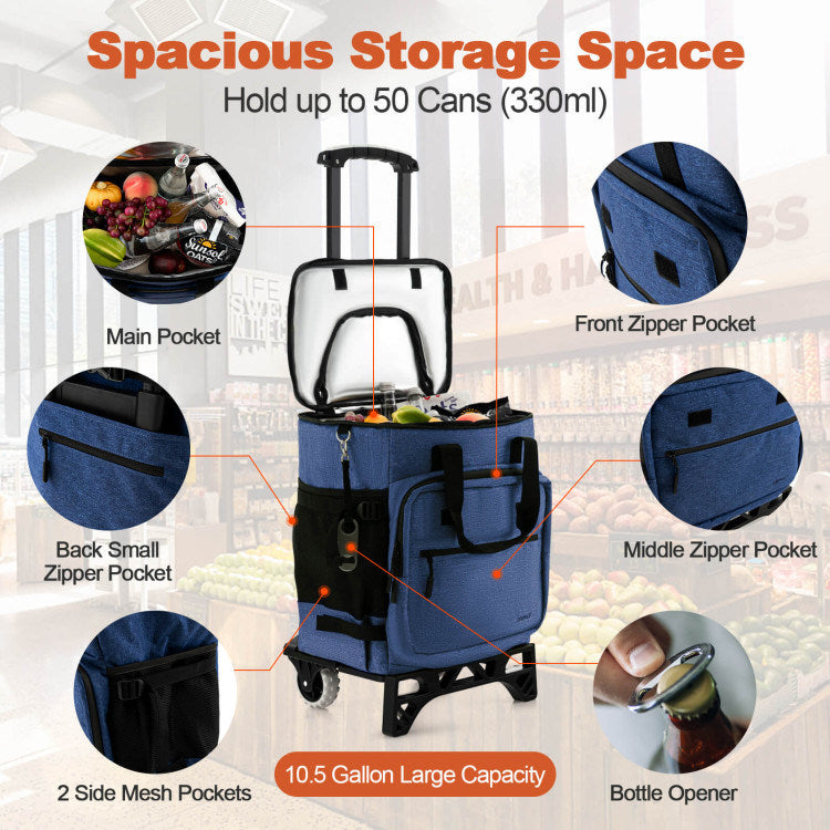 Able To Serve As A Rolling Cooler, Portable Cooler Or Adjustable Hand Truck Dark Blue Dark Blue Metal