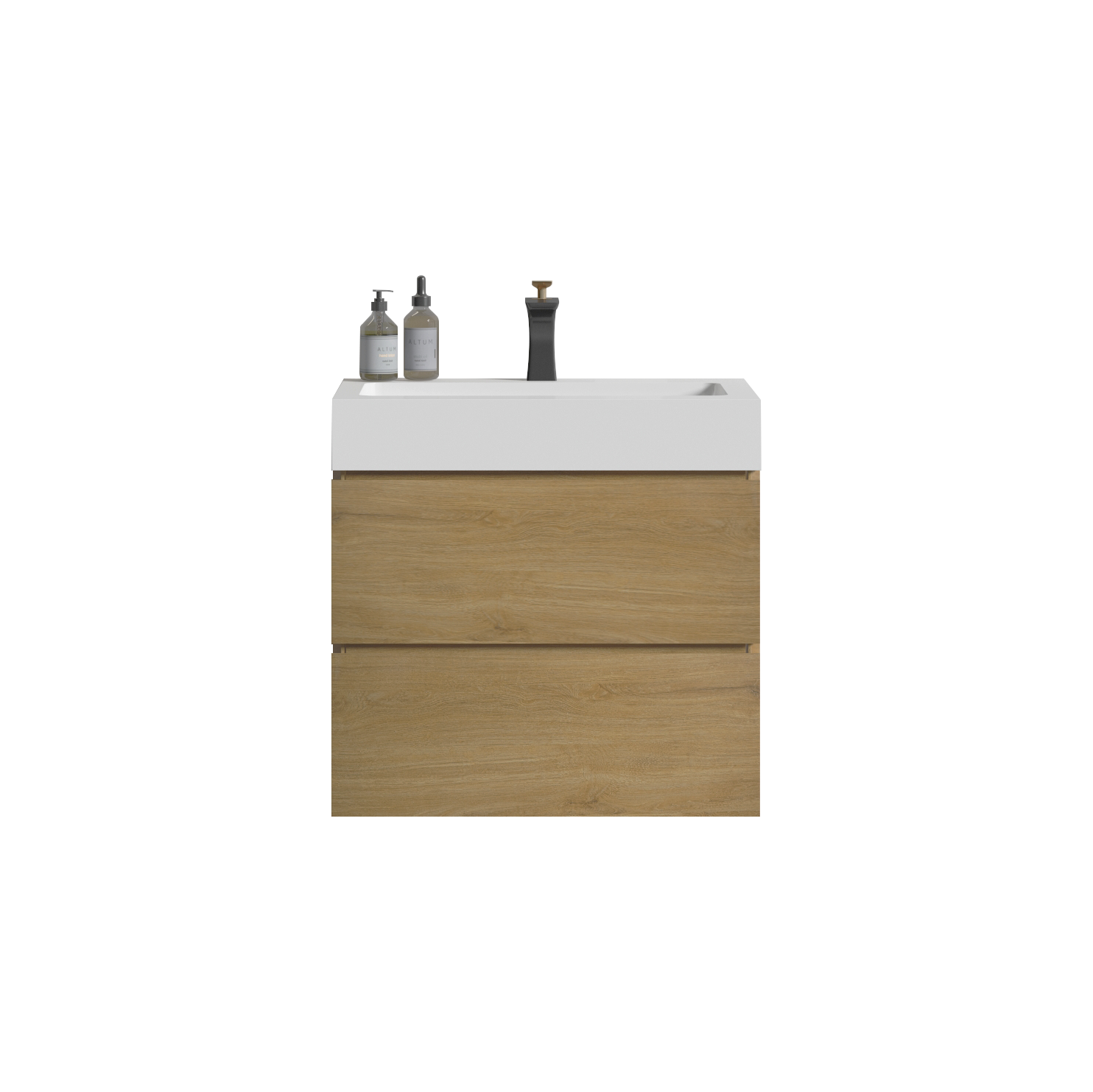 U040 Alice24 106 Alice 24" Natural Oak Bathroom Vanity With Sink, Large Storage Wall Mounted Floating Bathroom Vanity For Modern Bathroom, Pre Assembled Oak Melamine