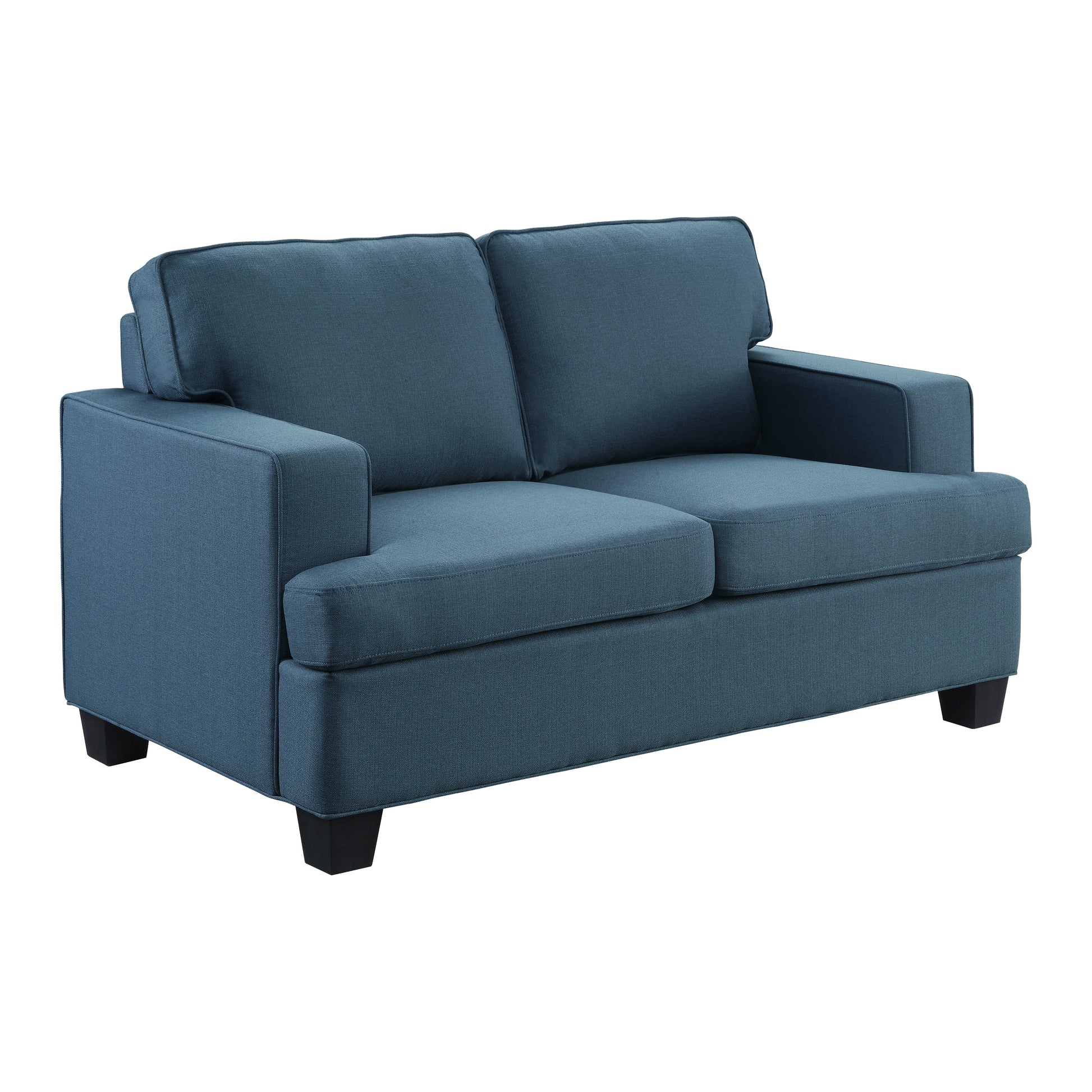 Transitional Style Beautiful Seat Blue Textured Fabric Upholstered Solid Wood Frame Living Room Furniture 1Pc Blue Polyester Wood Primary Living Space Transitional Square Arms Plywood,Solid Wood