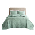 3 Piece Reversible Bedspread Set Seafoam King Cal King King Green Microfiber