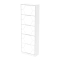 Shoe Storage Cabinet For Entryway, 5 Tiers Shoe Organizer With Carved Panels, Carving Shoe Closet,Vertical Shoe Cabinet For Front Door Entrance,Outdoor,White Finish Vertical 5 Or More Drawers Distressed Finish White White Modern Mdf