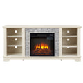 Mantel Electric Fireplace Stone Tv Media Stand, Open Storage Modern Entertainment Console Space With 18