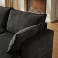 113.5'' Modular Sectiona Corduroy Sofa, Sectional Couches For Living Room U Shaped Sectional Couch With Storage Ottoman, 6 Seats Convertible Sectionals With Chaise Black Corduroy 6 Seat
