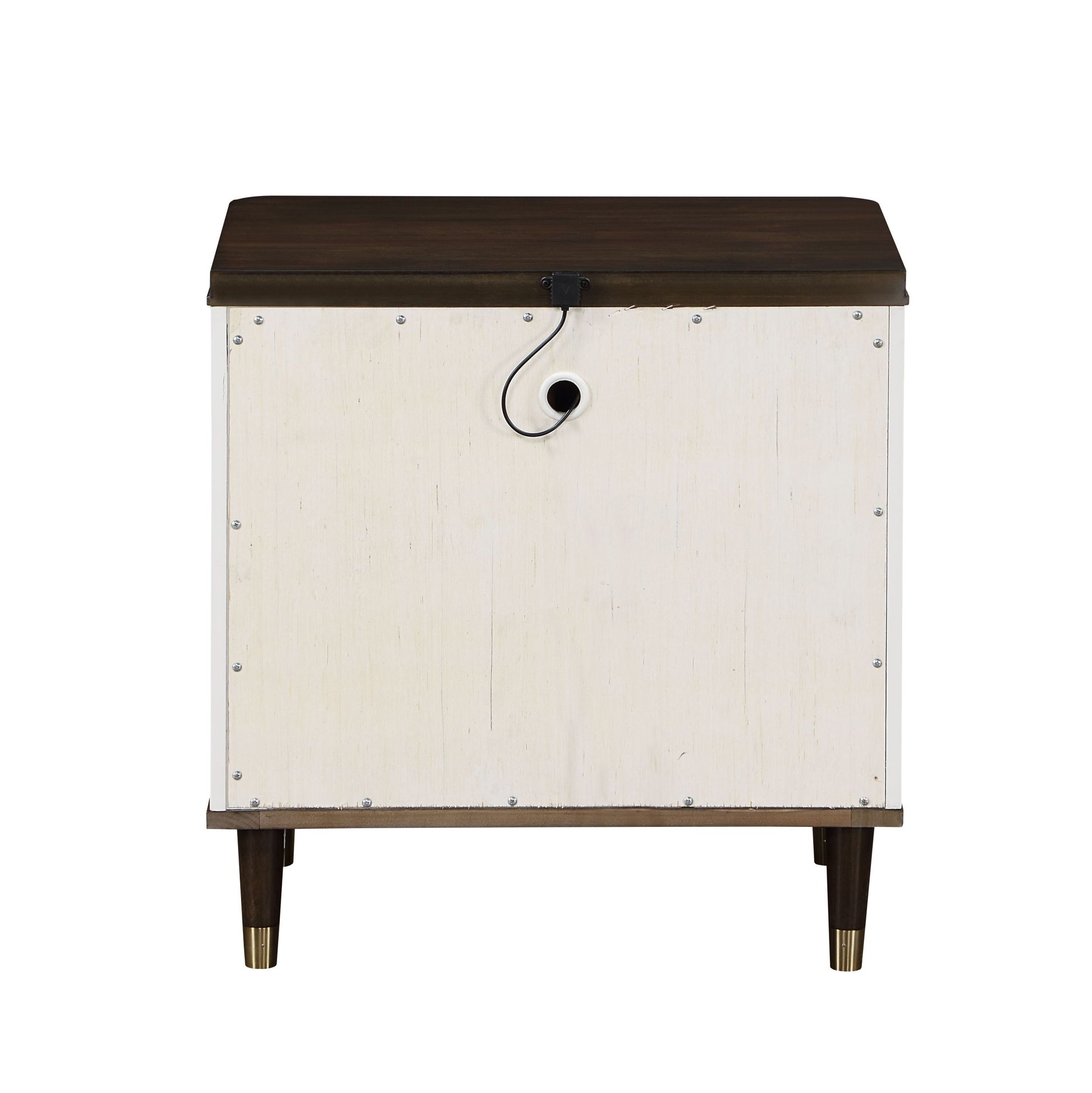 White And Brown 2 Drawer Nightstand With Usb Port Brown White 2 Drawers Bedroom Rectangle Modern Drawers White Wood