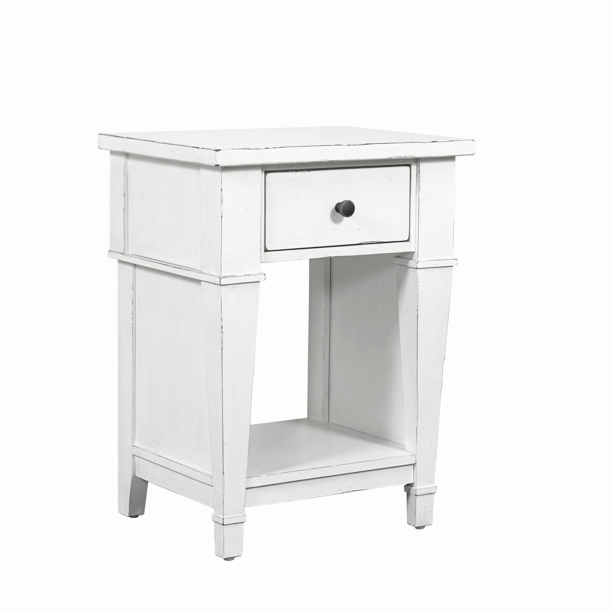 Coastal White 1 Drawer Nightstand White Engineered Wood