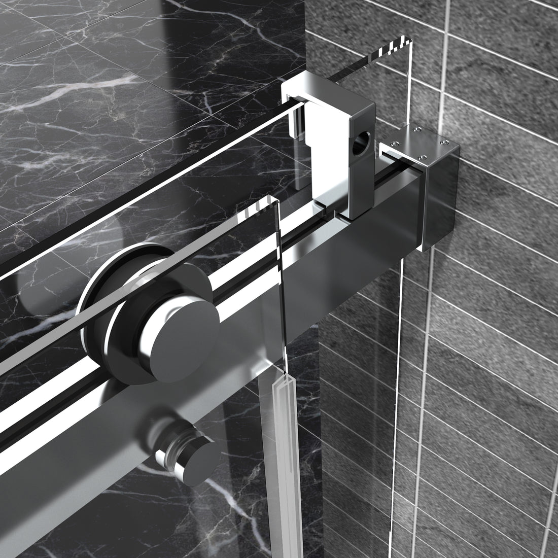 Top Rail Only, Stainless Steel Top Track With Buffer For Shower Door, 24D01P02 60Chx Chrome Stainless Steel