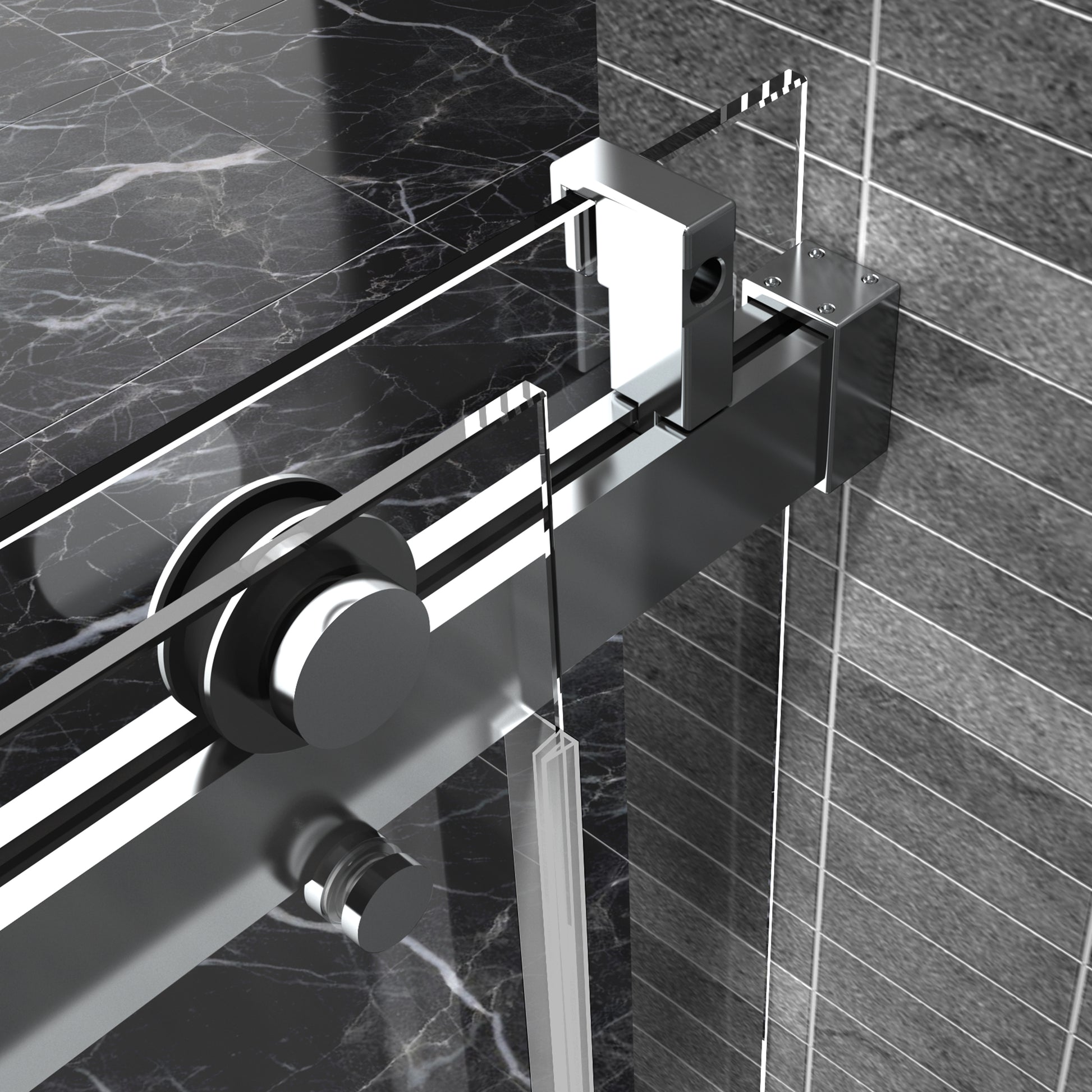 Top Rail Only, Stainless Steel Top Track With Buffer For Shower Door, 24D01P02 60Chx Chrome Stainless Steel