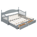 Wooden Twin Size Daybed With Twin Size Trundle, Extendable Daybed With Two Storage Drawers,Gray Expected Arrival Time:9.12 Twin Gray Wood