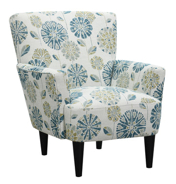 Flora Blue Floral Accent Chair Blue Foam Engineered Wood