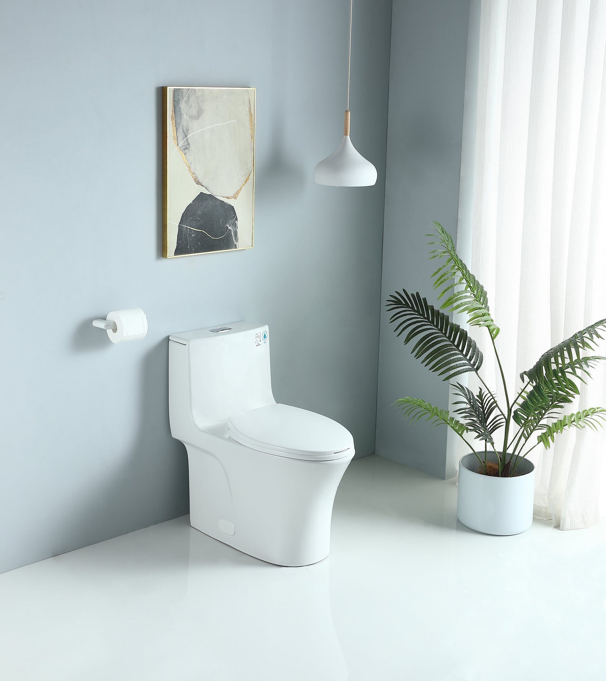 1.1 1.60 Gpf Dual Flush One Piece Toilet, Water Saving Elongated Comfort Height Floor Mounted, Soft Closing Seat, 1000 Gram Map Flushing Score Toilet, Glossy White 23T02 Gw White Ceramic