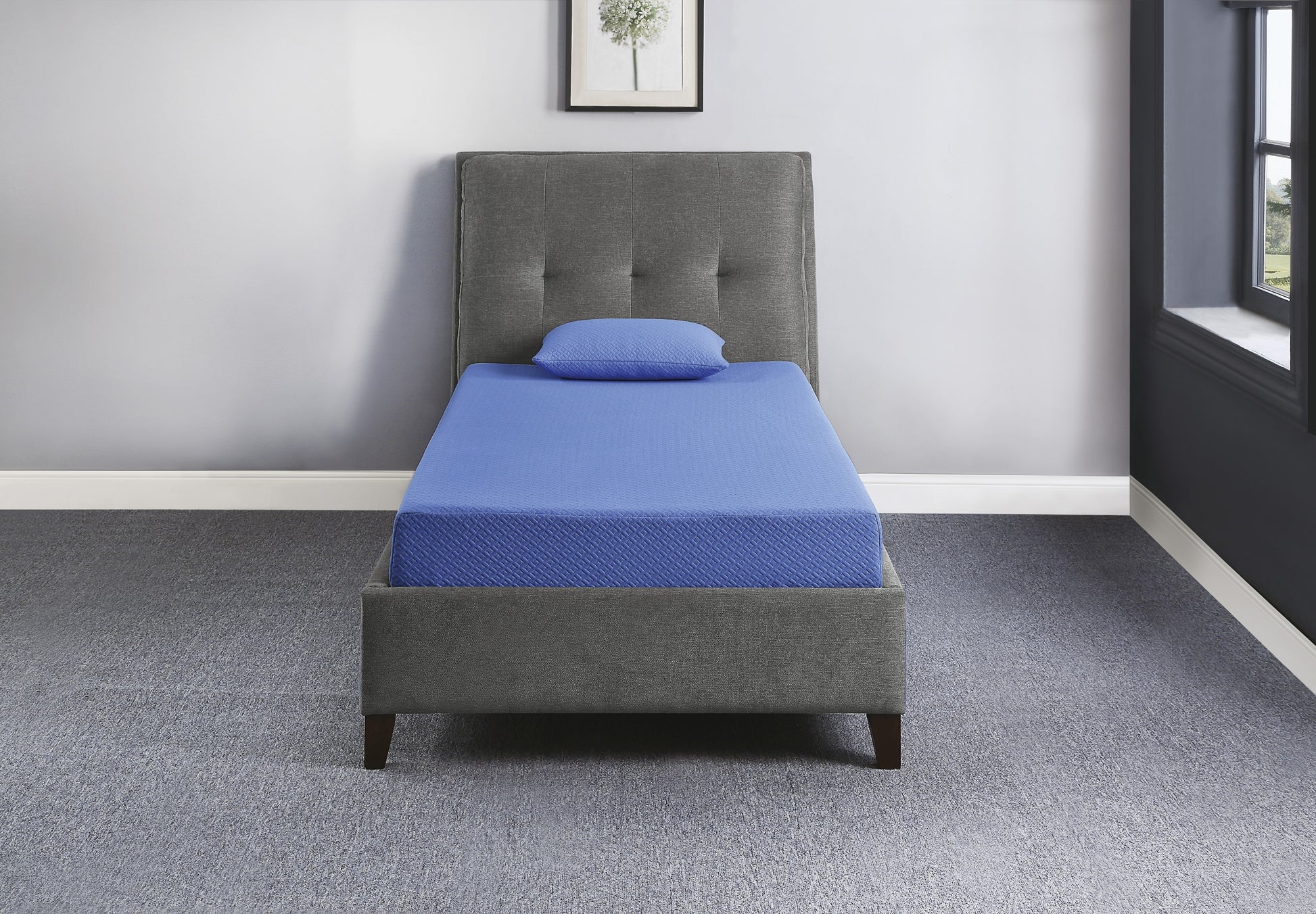 7Inch Full Mattress And Pillow Setfabric Gel Infused Memory Foam Mattress, Blue, Mattress In A Box Blue Bedroom Foam Full