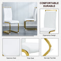 Table And Chair Set, The Table Is Equipped With A Marble Patterned Mdf Tabletop And Gold Table Legs.The Chair Is Equipped With Pu Synthetic Leather High Back Cushion And Gold Coated Metal Legs. Gold White Seats 4 Mdf Metal
