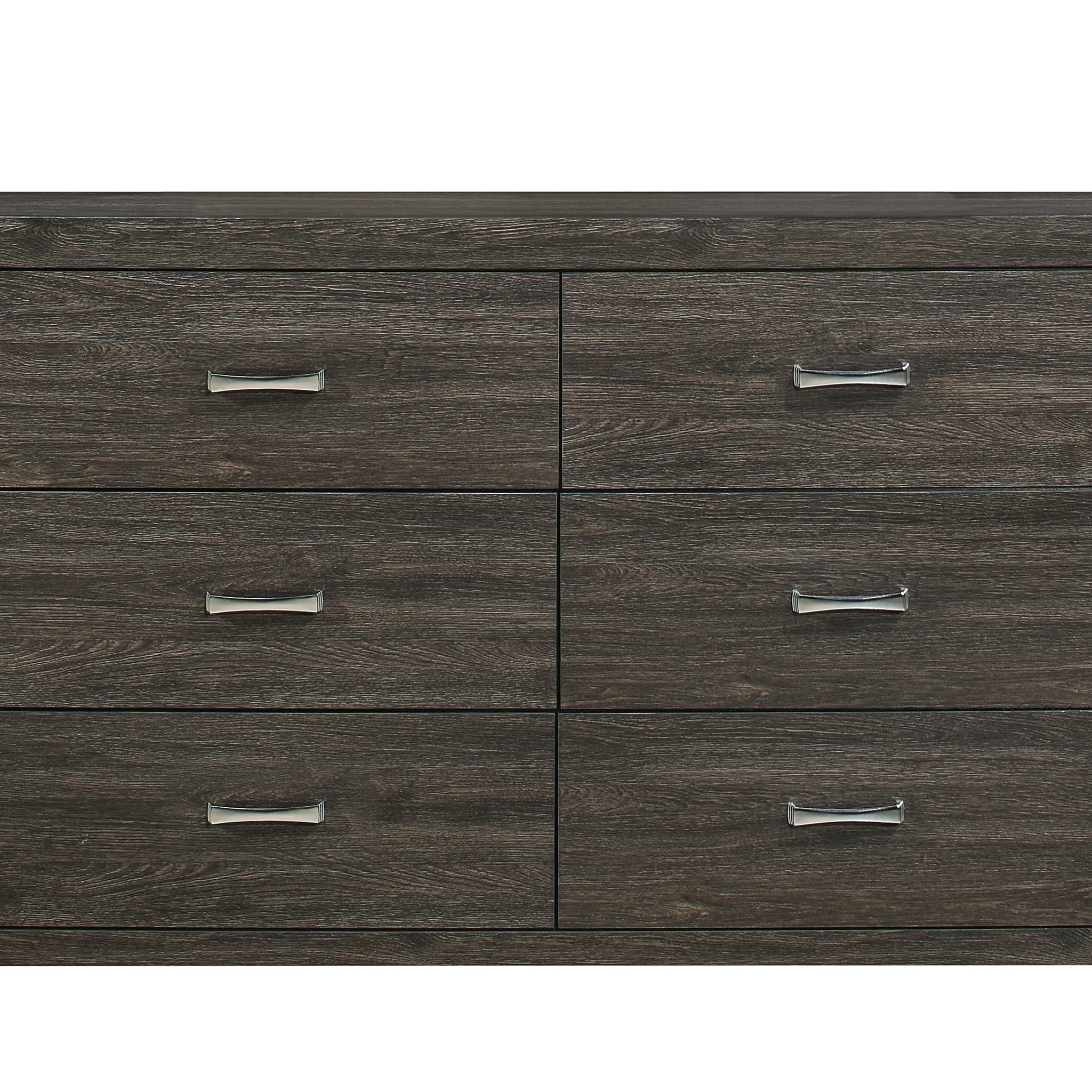 Dark Gray Finish 1Pc Dresser Of 6X Drawers Chrome Tone Handles Contemporary Design Bedroom Furniture Dark Gray Bedroom Contemporary Wood