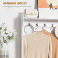 Homcom Modern Hall Tree, Entryway Coat Rack With Shoe Bench, 5 Hooks, Storage Shelf And Slatted Door Cabinet For Hallway, White White Particle Board