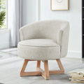 Swivel Chair With Cross Shaped Wooden Base,Lounge Chair With Solid Wood Legs, 360 Freely Swivel Chairclassic Linen Fabric For Living Room, Bedroom, Office, Dresser Light Gray Light Gray Primary Living Space American Design,Artsy,Classic,Modern Rubberwood