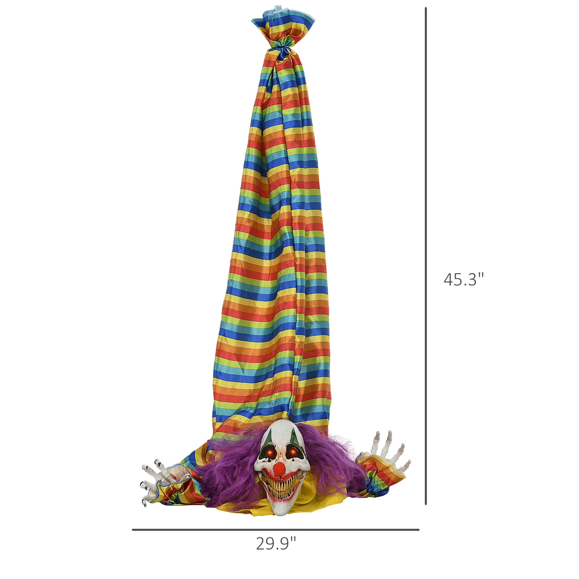 Homcom 3.8' Outdoor Halloween Decoration, Animatronic Hanging Clown Corpse, Sound And Motion Activated Animated Prop With Light Up Eyes & Circus Clown Music Multicolor Polyester