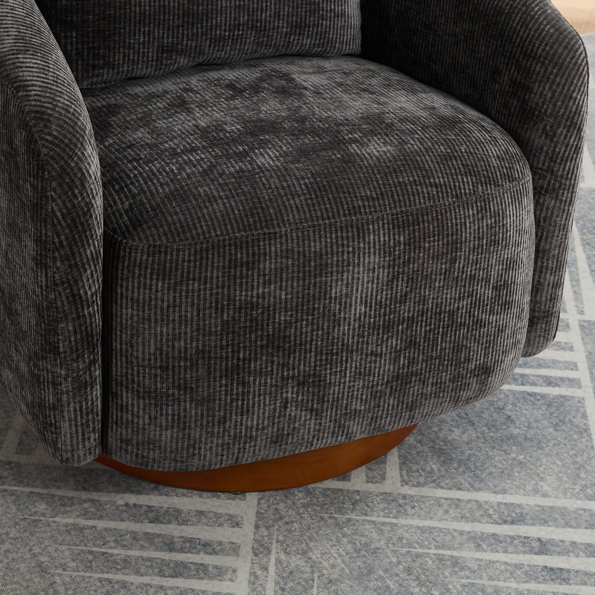30.3"W Swivel Accent Barrel Chair And Comfy Round Accent Single Sofa Chair, 360 Degree Club Chair, Lounge Armchair For Living Room Bedroom Nursery.Charcoal Charcoal Chenille