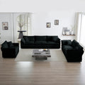Modern Sofa Couch, 3 Piece Set Extra Deep Seat Sectional Sofa For Living Room, Oversized Sofa, 3 Seat Sofa, Loveseat And Single Sofa, Black Chenille Green Chenille 6 Seat