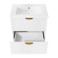 Modern 24 Inch Wall Mounted Bathroom Vanity With 2 Drawers, White Ideal For Small Bathrooms White Bathroom Mdf