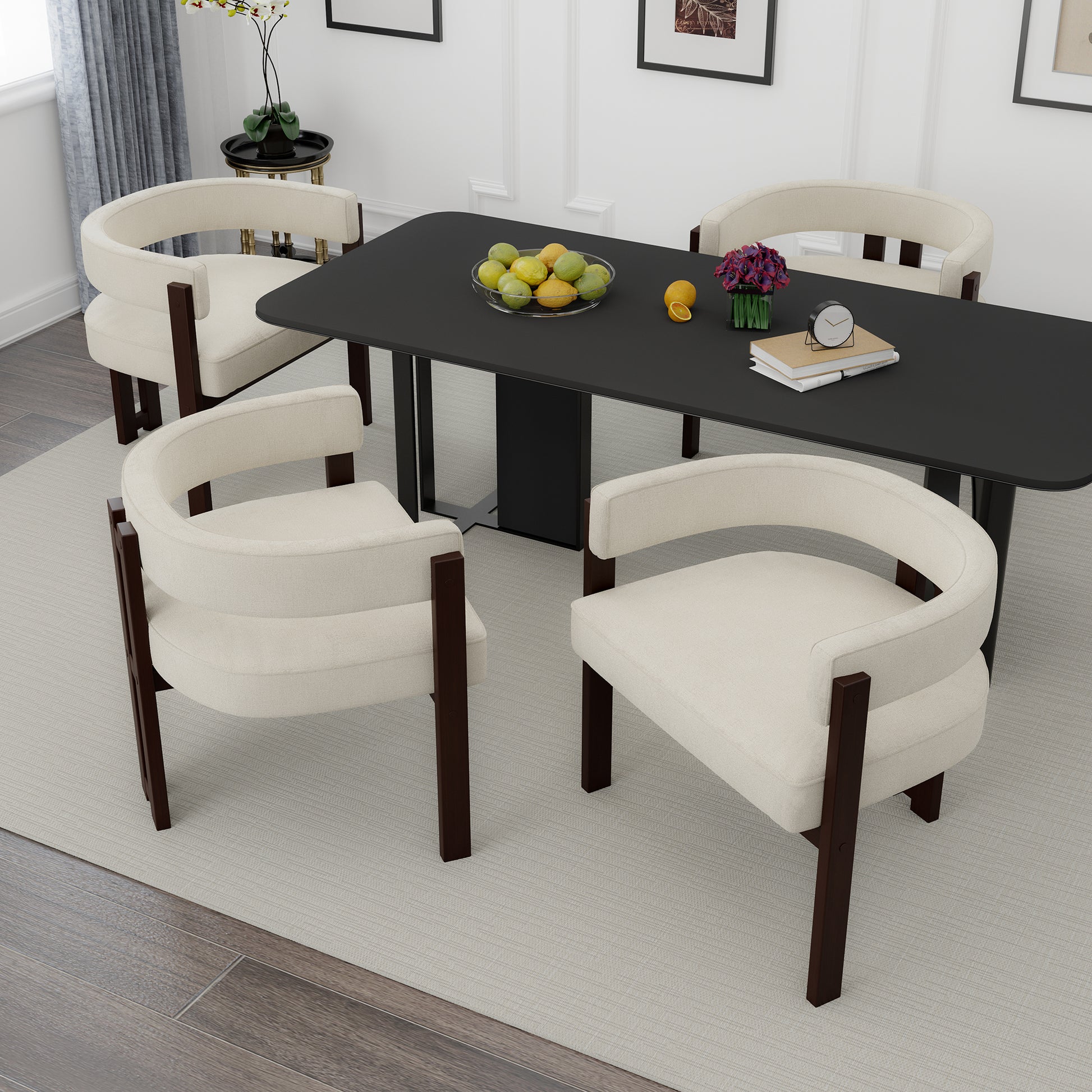 Coolmore Modern Accent Chair Teddy Upholstered Armchair With Open Back 3 Legs Barrel Dining Chair Comfy Side Chair For Living Room Bedroom Dining Room Set Of 2 Beige Beige Primary Living Space Foam