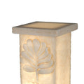 Polyresin Pedestal With Embossed Leaf Design, Cream Cream Polyresin