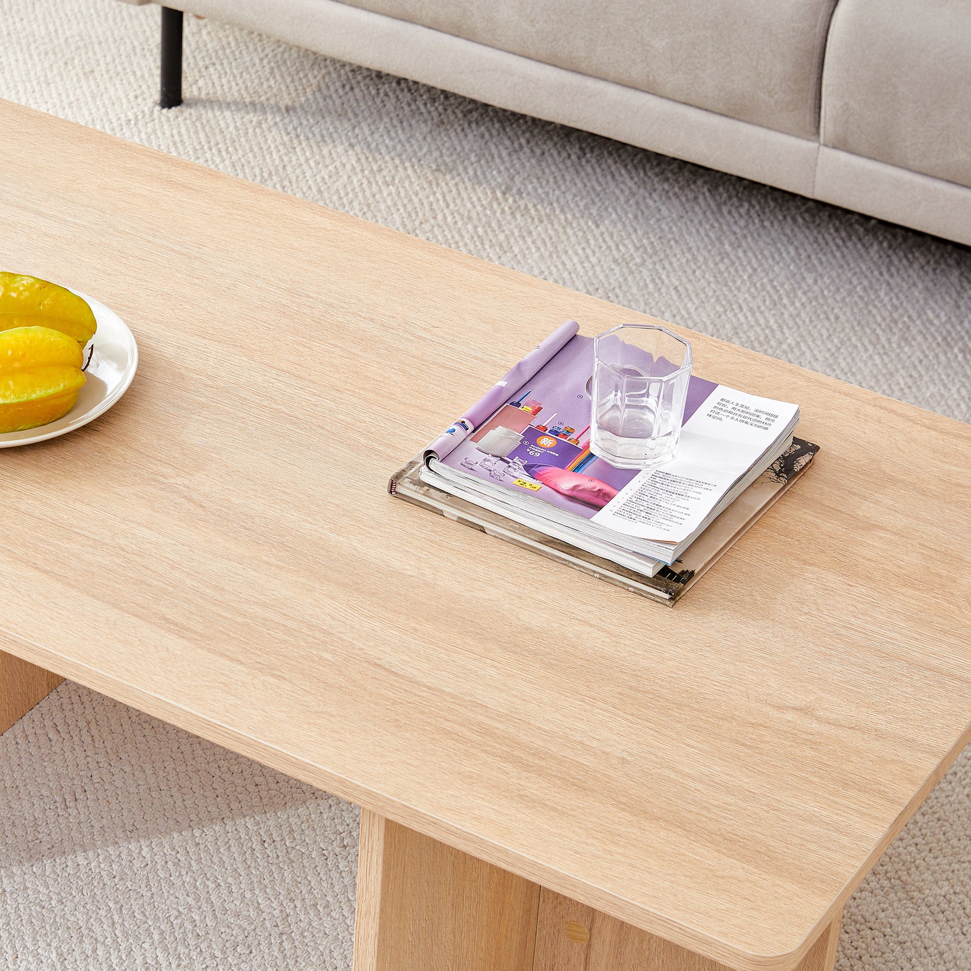 A Modern And Practical Wood Colored Coffee Table. The Coffee Table Is Made Of Medium Density Fiberboard Material And Is Suitable For Living Rooms, Bedrooms, And Study Rooms. Ct 2O Wood Mdf