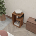 Vega Side Table In Melamine With Open Storage, Walnut Black Walnut Black Primary Living Space Freestanding Open Storage Particle Board Melamine