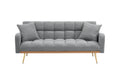 69 Inch Grey Sofa Bed With Adjustable Sofa Teddy Fleece 2 Throw Pillows Gray Fabric 2 Seat