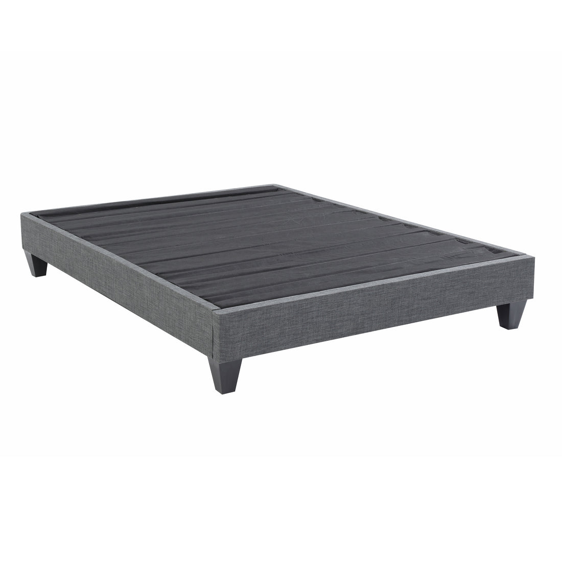 1Pc Contemporary Upholstered Platform Bed Eastern King Linen Like Polyester Fabric Steel Grey Wood Frame Bedroom Box Spring Not Required King Steel Gray Wood Primary Living Space Contemporary Bed Frame Polyester Wood