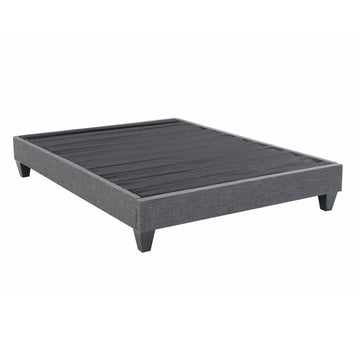 1Pc Contemporary Upholstered Platform Bed Eastern King Linen Like Polyester Fabric Steel Grey Wood Frame Bedroom Box Spring Not Required King Steel Gray Wood Primary Living Space Contemporary Bed Frame Polyester Wood