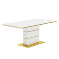 Mdf Dining Table,Panel Stainless Steel Polished Gold Plated Bar, Need To Hit Copper Nails,Table Size: 62.99