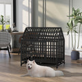 Heavy Duty Dog Cage Pet Crate With Roof Black Carbon Steel