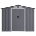 Outdoor Storage Shed 8 X 12 Ft Large Metal Tool Sheds, Heavy Duty Storage House With Sliding Doors With Air Vent For Backyard Patio Lawn To Store Bikes, Tools, Lawnmowers Grey Grey Rectangular No