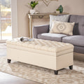 Juliana Storage Ottoman Beige Fabric