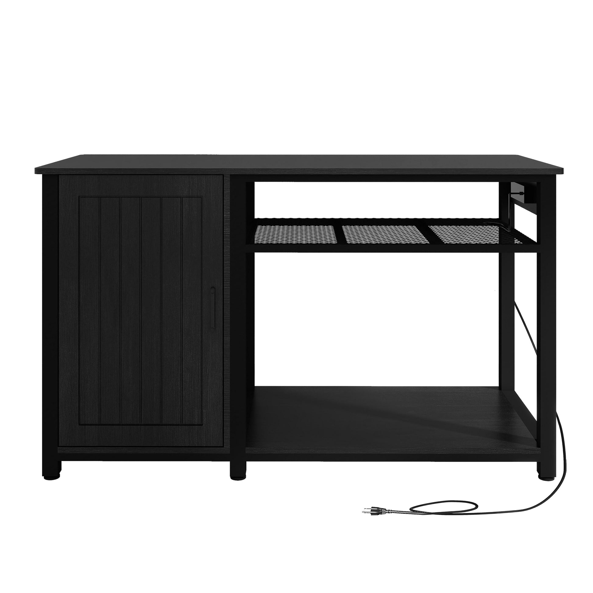 Heavy Duty 55 75 Gallon Aquarium Stand With Power Outlets, Cabinet For Fish Tank Accessories Storage Metal Fish Tank Stand Suitable For Fish Tank, Turtle Tank, 880Lbs Capacity, Black 1 2 Shelves Black Adjustable Shelves Particle Board