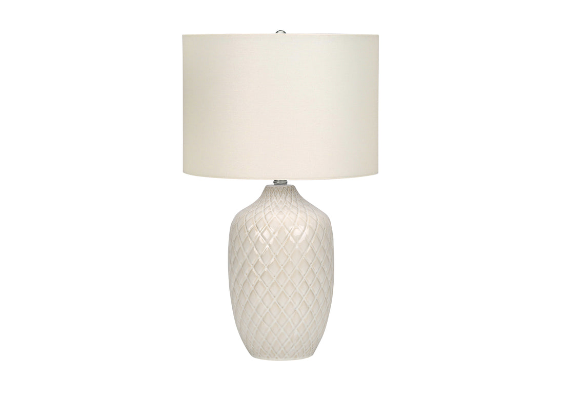 Lighting, 25"H, Table Lamp, Cream Ceramic, Ivory Cream Shade, Transitional Cream Ceramic