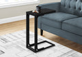 Accent Table, C Shaped, End, Side, Snack, Living Room, Bedroom, Black Laminate, Black Metal, Contemporary, Modern Black Mdf