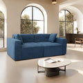 Modern Teddy Velvet Sofa,Full Foam 3 Seat Compression Sofa,The Soft Polyester Cotton Cushion And Wide Seating Depth Make The Large Sofa Have A Small Volume Blue Linen Wood Primary Living Space Soft