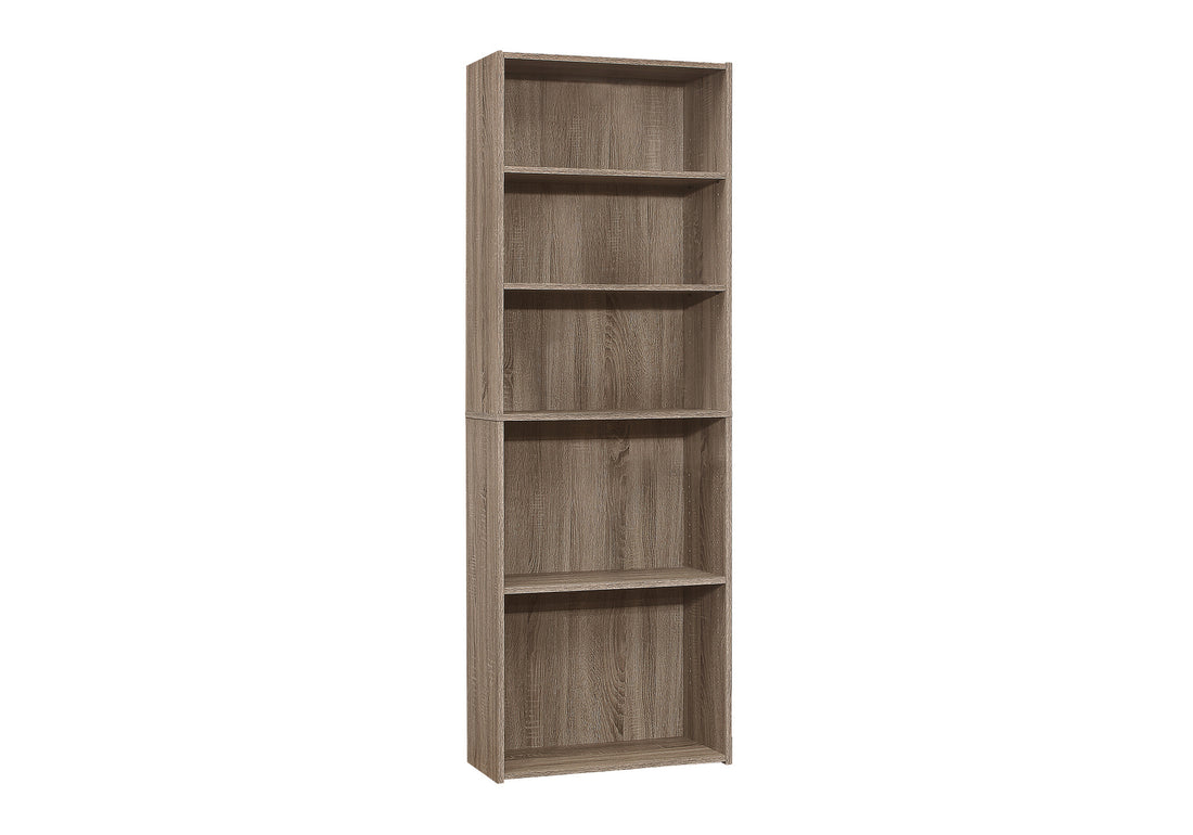 Bookshelf, Bookcase, 6 Tier, 72"H, Office, Bedroom, Brown Laminate, Transitional Taupe Particle Board