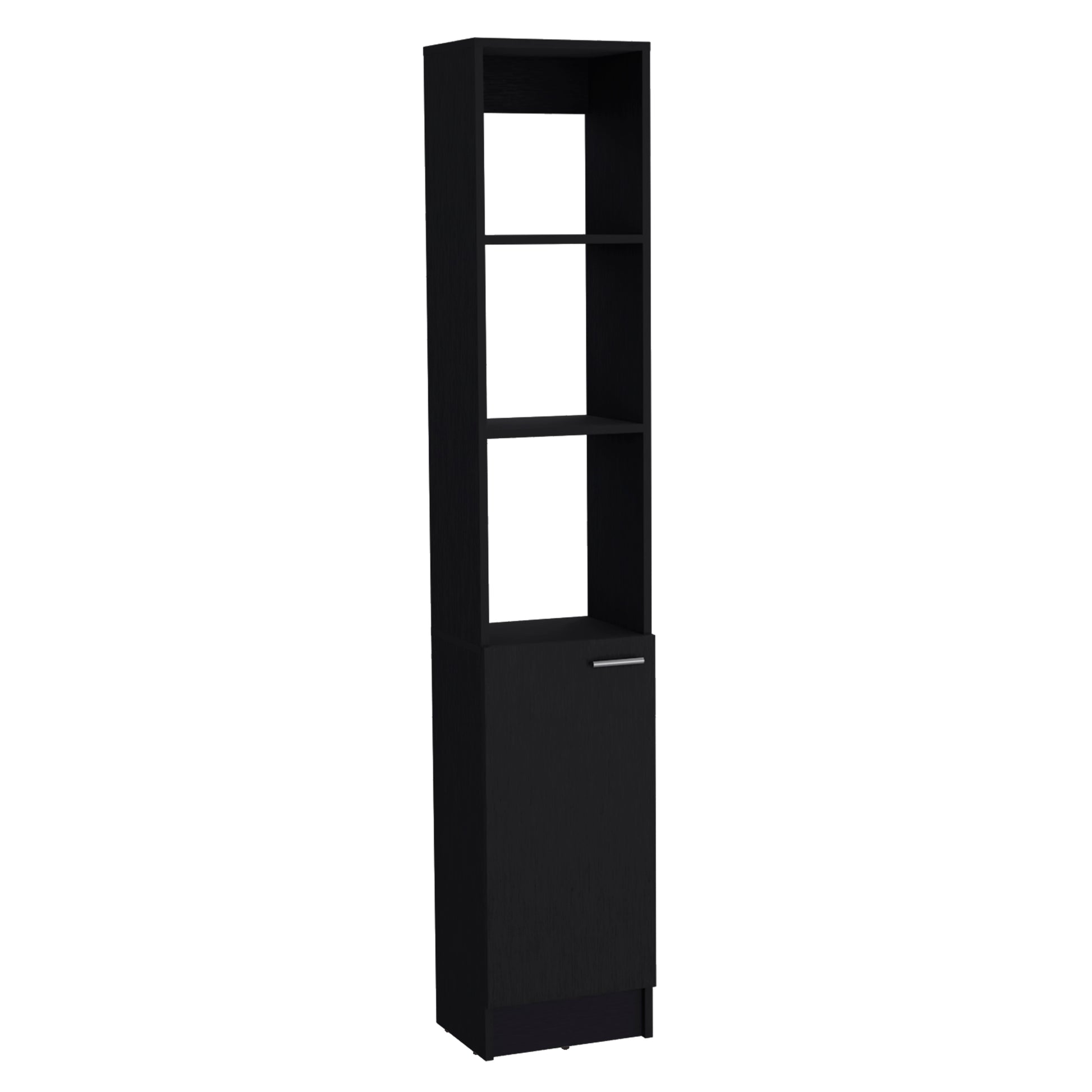 Parks Linen Bathroom Storage Cabinet With One Doors, Tall Bathroom Cabinet With 6 Shelves, For Bathroom, Living Room, Kitchen Black 1 5 Bathroom Freestanding Modern Particle Board Engineered Wood