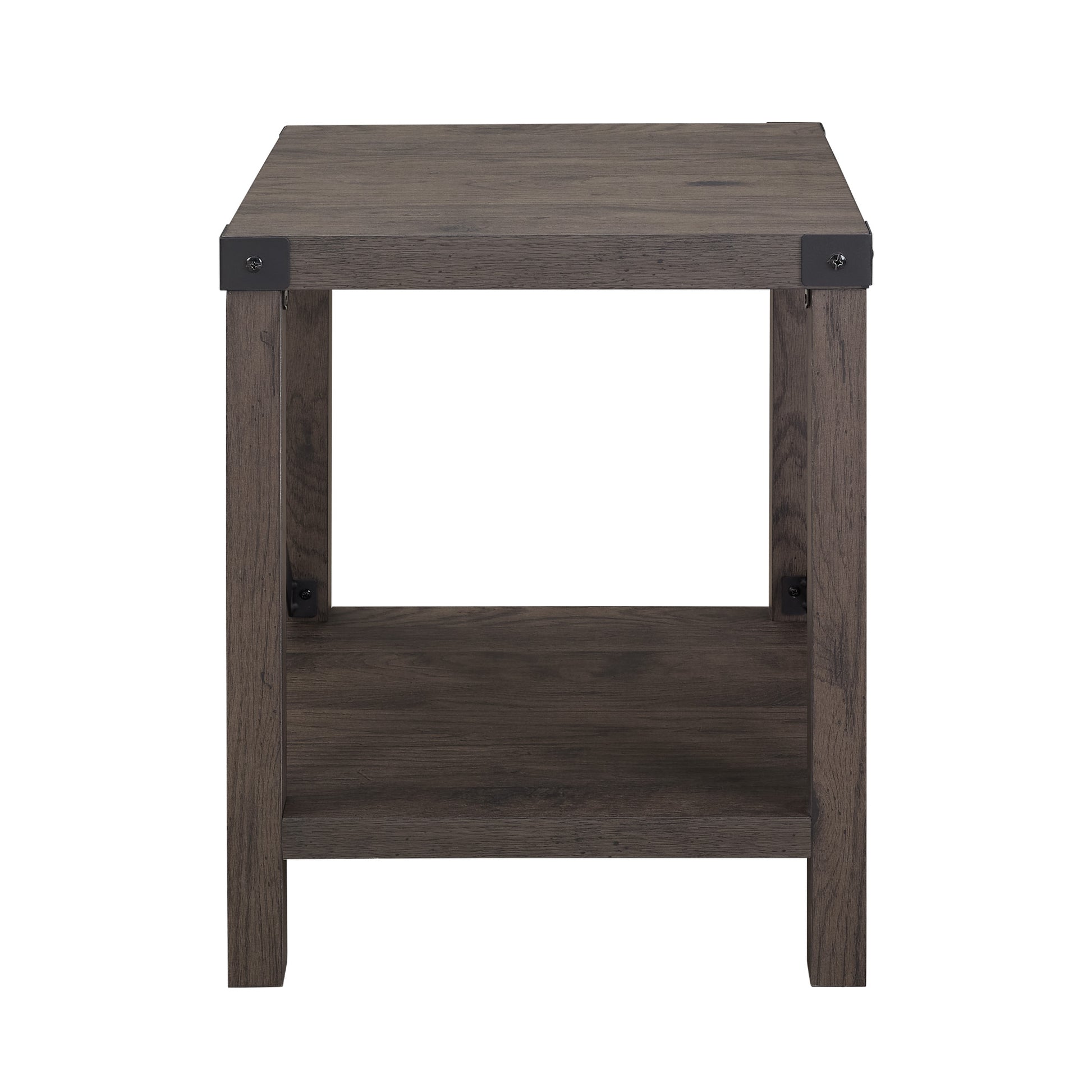 Farmhouse Metal X Accent Table With Lower Shelf Sable Grey Gray Mdf