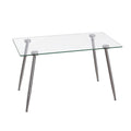 Glass Dining Table, Modern Rectangular Table With Tempered Glass Tabletop & Sliver Metal Legs, Simplistic Kitchen Table, 51 X 27.5 X 29.5 Inch, Versatile Table For Home Office Transparent Glass
