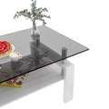 Rectangle Coffee Table, Tempered Glass Tabletop With Mdf Layer, Modern Table For Living Roomgray Glass Gray Tempered Glass