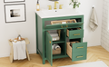 30 Inch Green Bathroom Vanity With Ceramic Sink And Large Storage Ideal Choice For Small Bathrooms Green Solid Wood Mdf