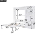 Full Size Murphy Bed With Multiple Storage Shelves And A Cabinet, White Box Spring Not Required Full White Wood Bedroom Murphy Solid Wood Mdf