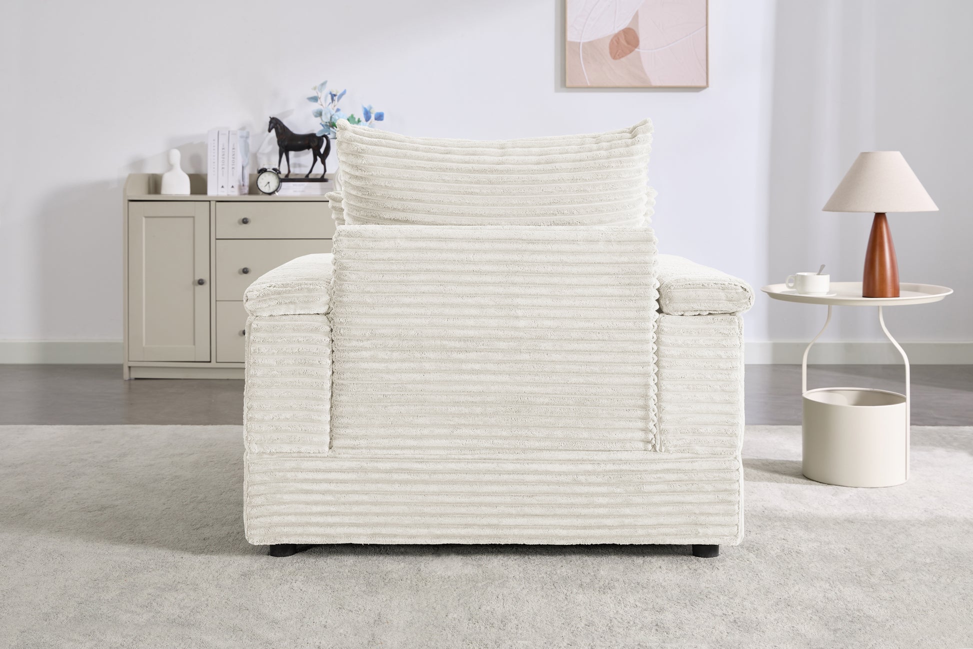 Seat Beige Beige Foam Corduroy 1 Seat