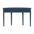 Distinctive Features Of Pine Veneer Console Table With Vertical Stripe Drawer Fronts And Four Legs Navy Blue Primary Living Space Minimalist Mdf