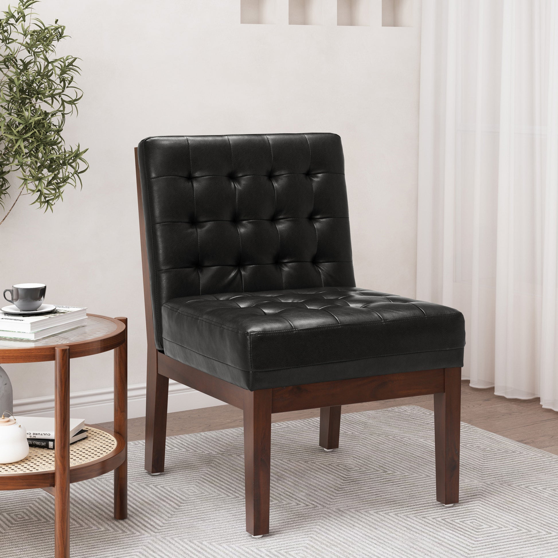 Accent Chair Black Pu