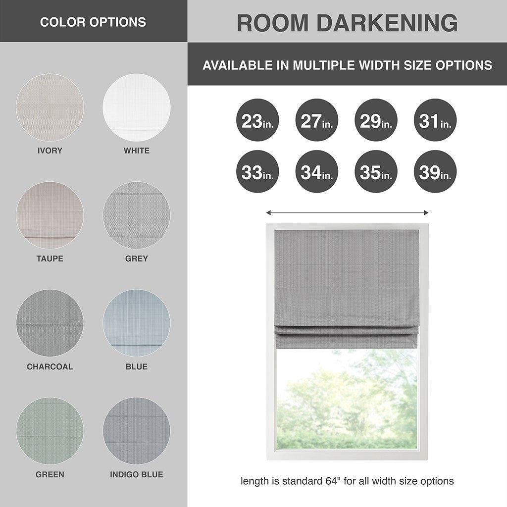 Basketweave Room Darkening Cordless Roman Shade Taupe Polyester