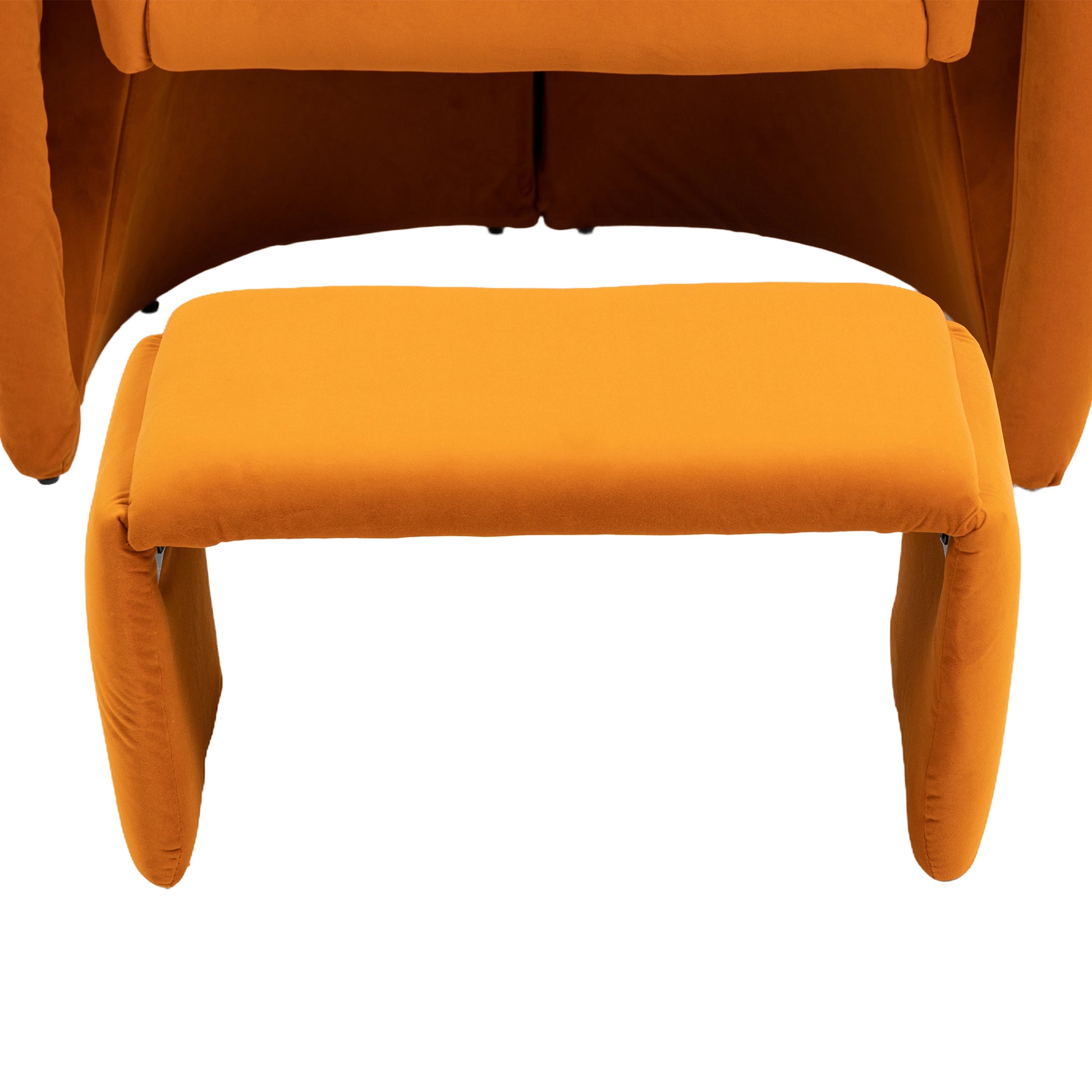 Coolmore Accent Chair With Ottoman, Mid Century Modern Barrel Chair Upholstered Club Tub Round Arms Chair For Living Room Bedroom Office Orange Velvet Orange Foam Velvet